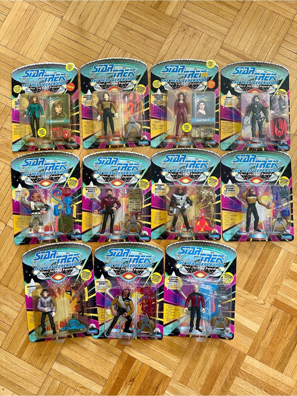 Star Trek Next Generation Playmates 1990s Action Figures Set of 11 w/Picard NWT